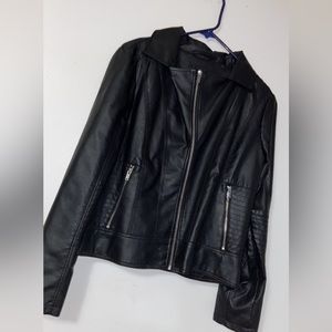 a.n.a. Black faux leather zip up jacket!